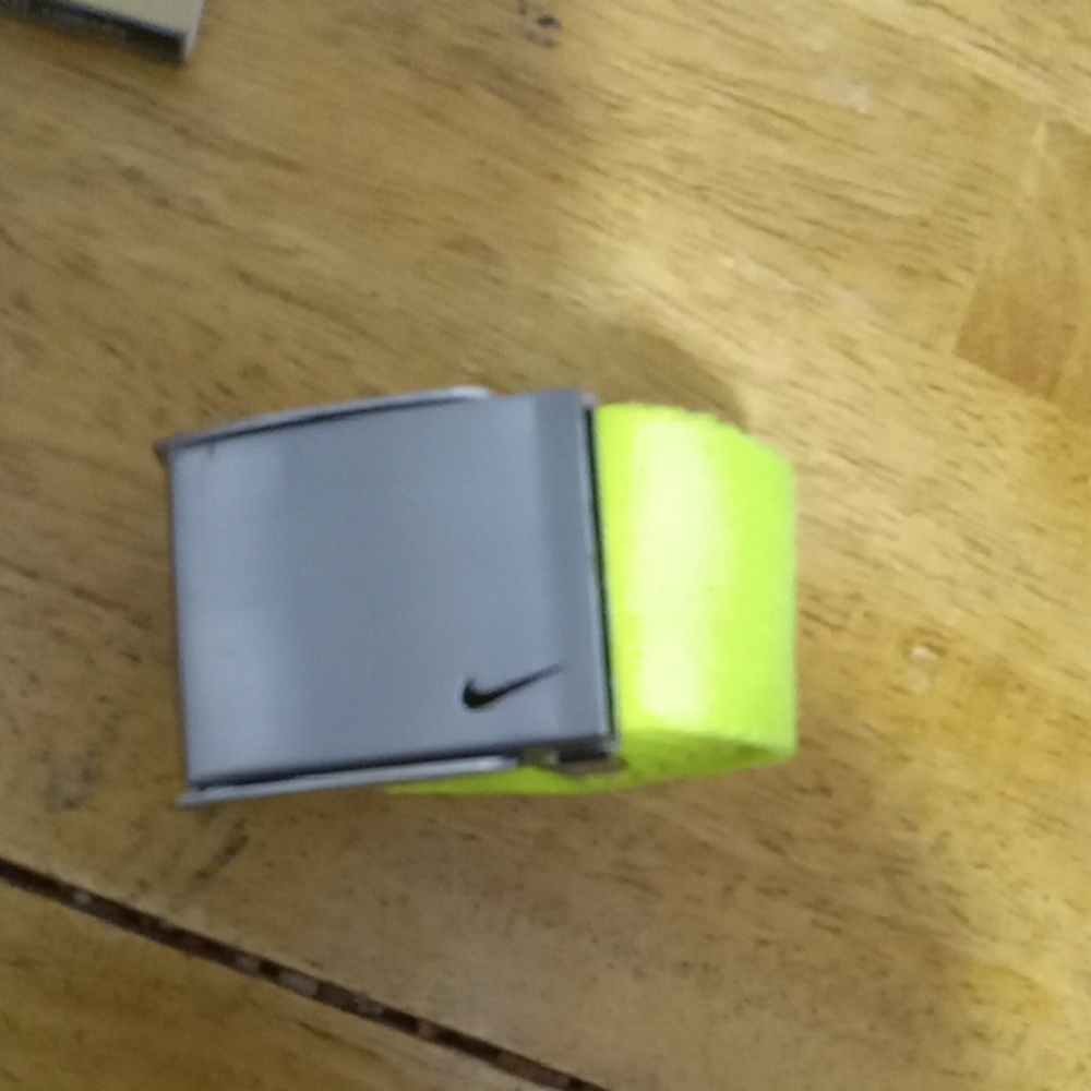 Nike Metallic Silver and Bright Green Belt